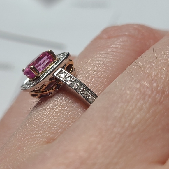 NWT Effy 14K white and rose gold diamond and pink sapphire ring s.7 - Picture 5 of 16